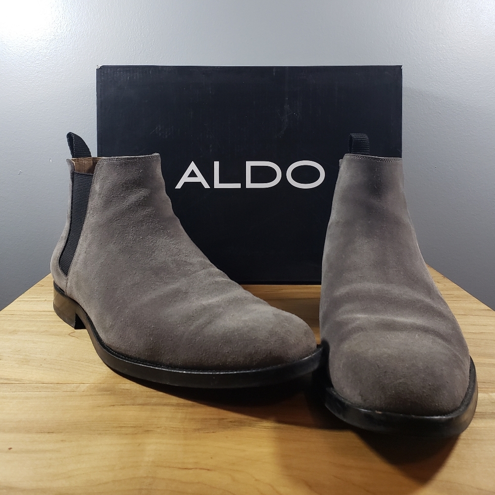 Aldo Grey Suede Chelsea Boots Size 8